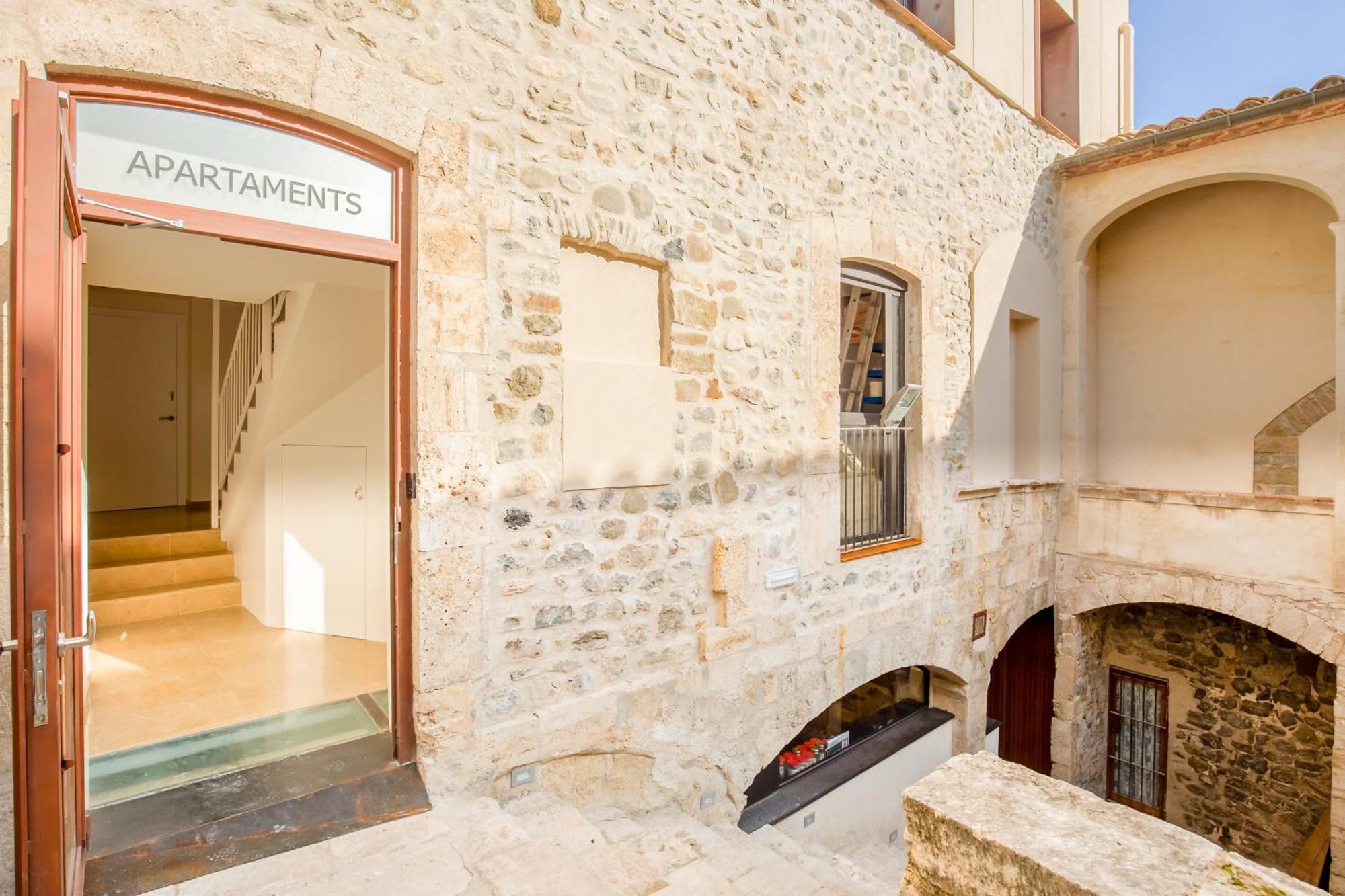 Besalú 11 Moderno apartamento con AC en la plaza Bagian luar foto