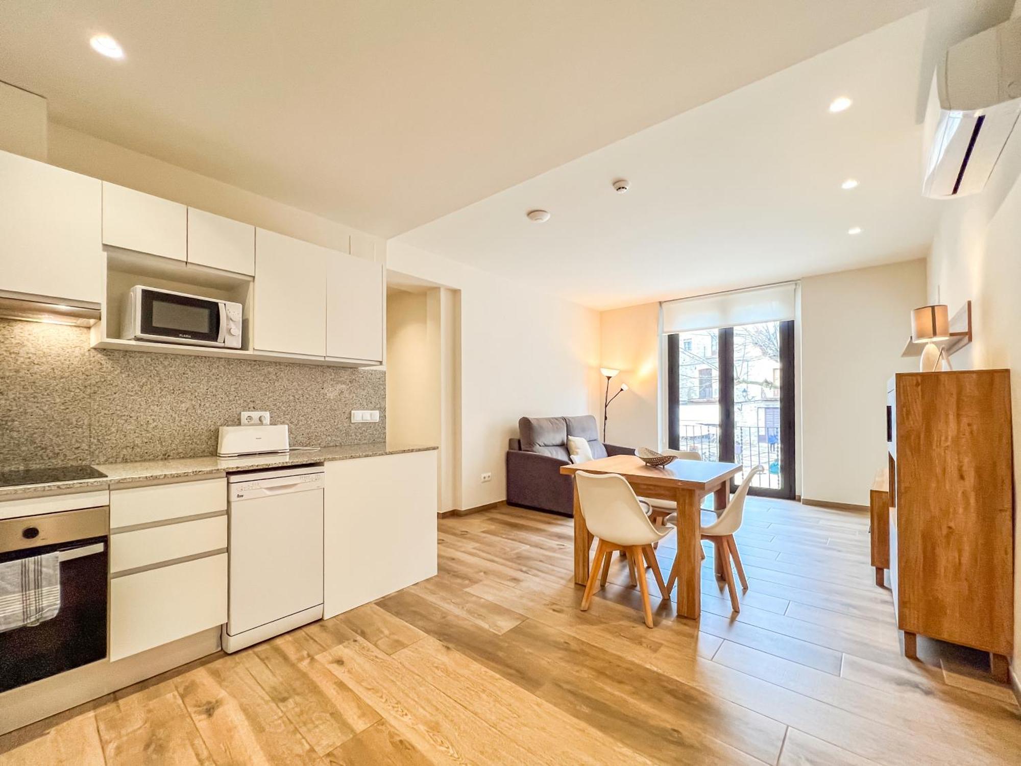 Besalú 11 Moderno apartamento con AC en la plaza Bagian luar foto