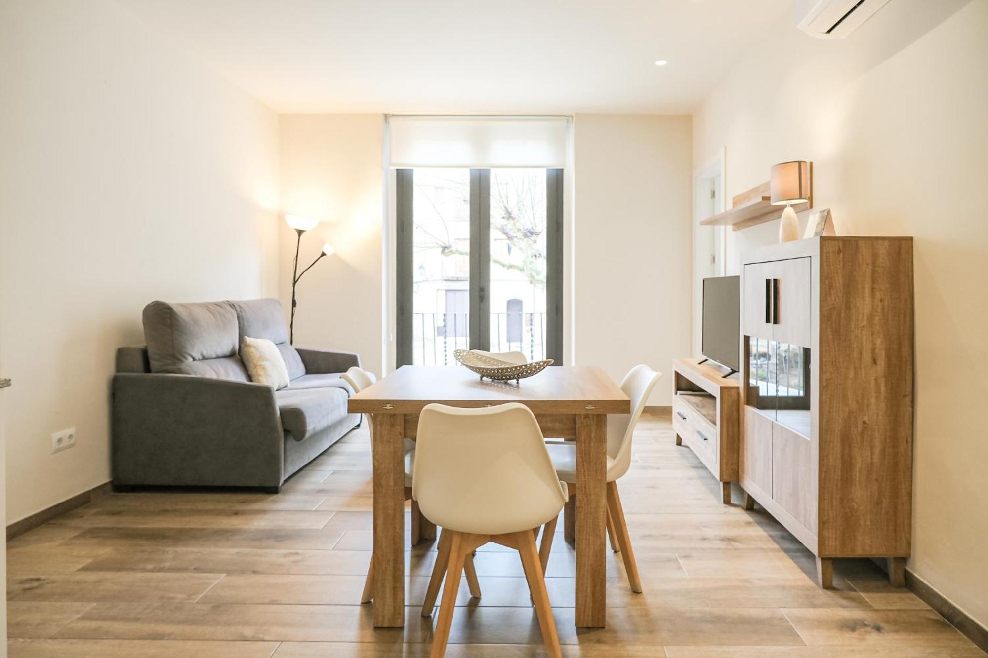 Besalú 11 Moderno apartamento con AC en la plaza Bagian luar foto