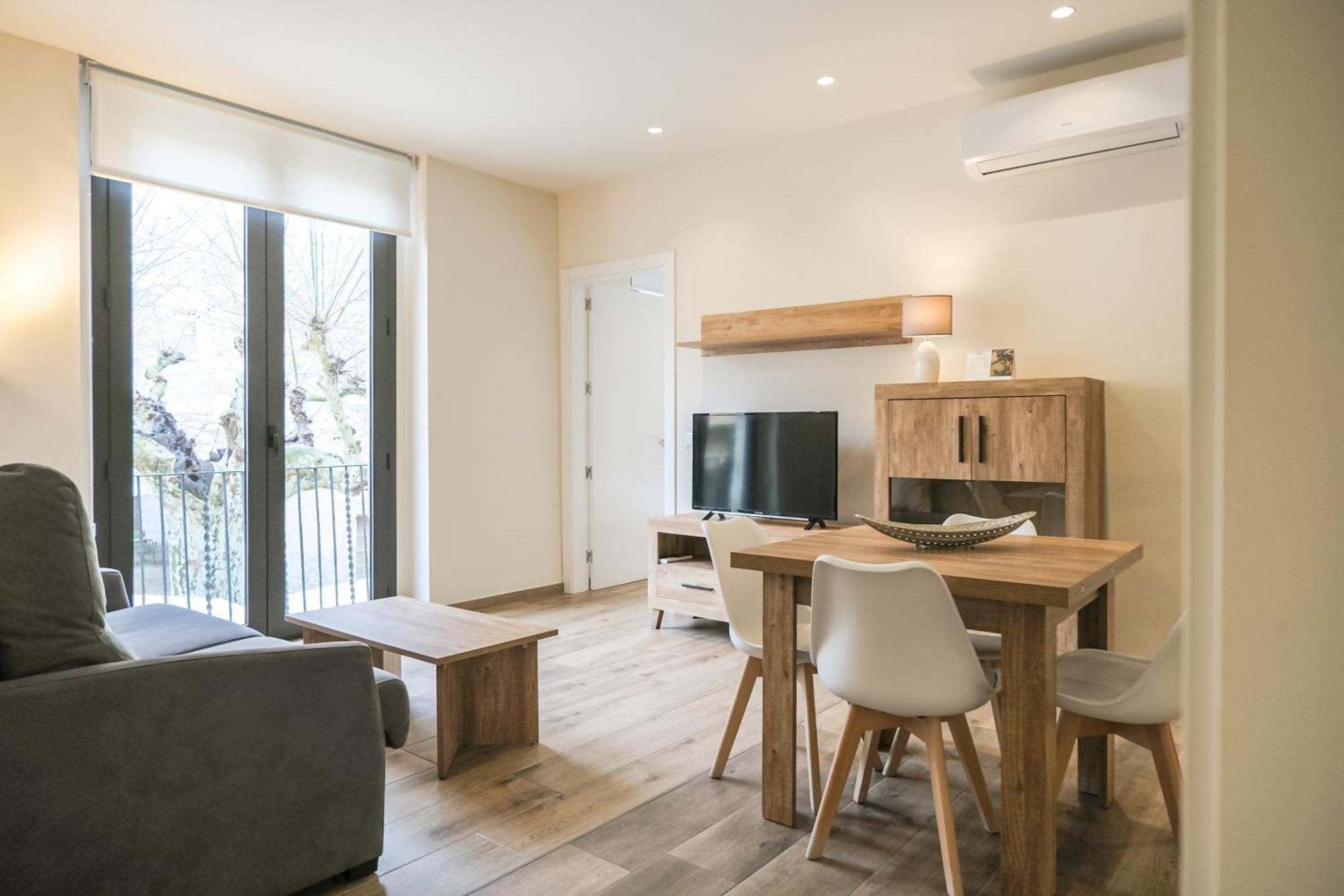 Besalú 11 Moderno apartamento con AC en la plaza Bagian luar foto